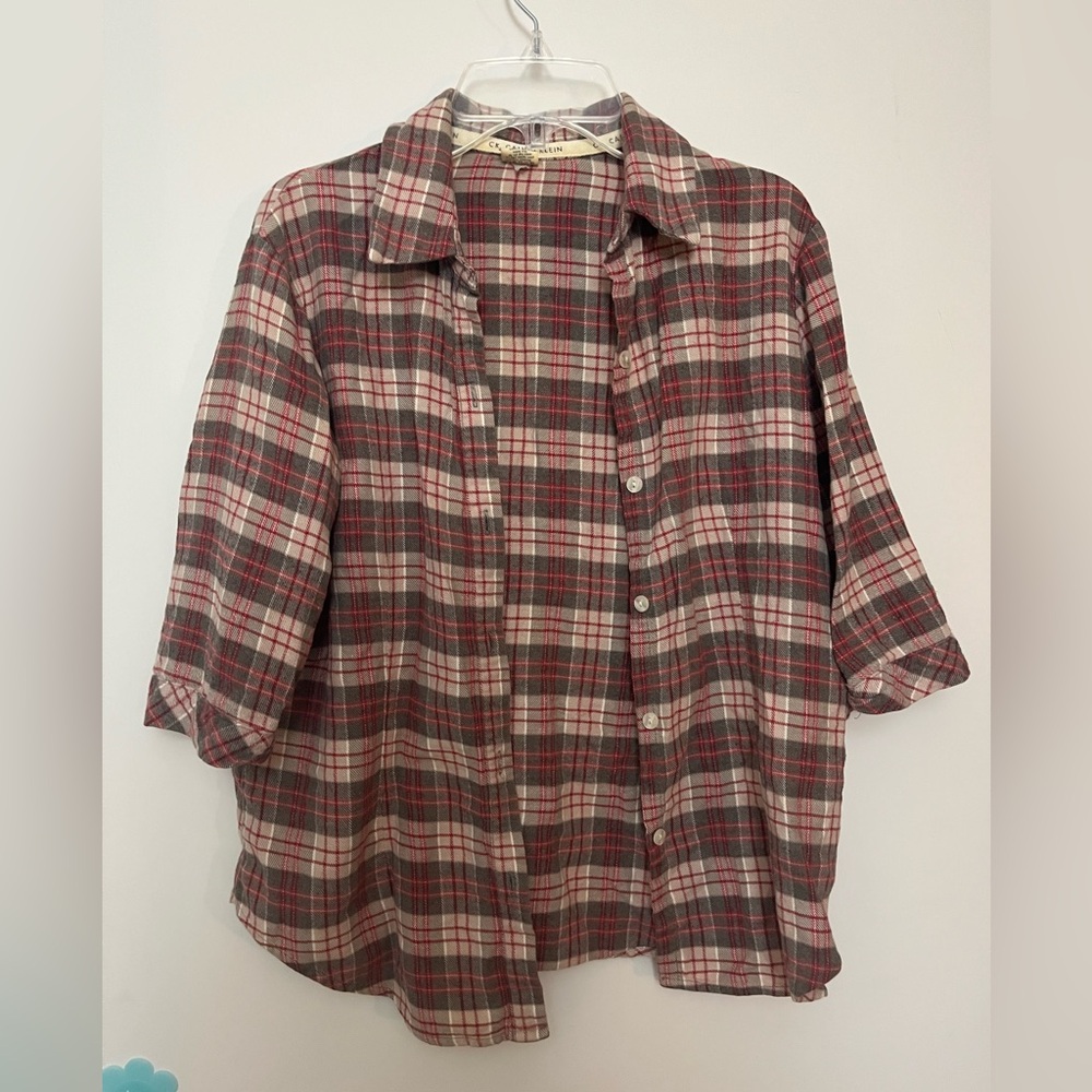 Calvin Klein Plaid Button-Up Shirt (Size: S)